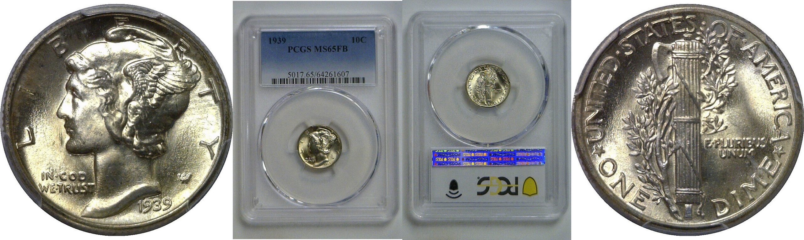 1939  Mercury Dime   PCGS MS-65 FB