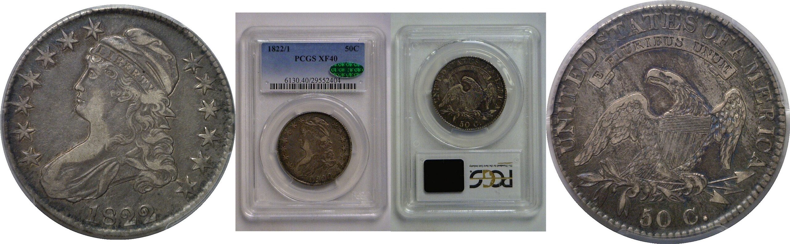 1822/1  Bust Half Dollar   PCGS XF-40  CAC