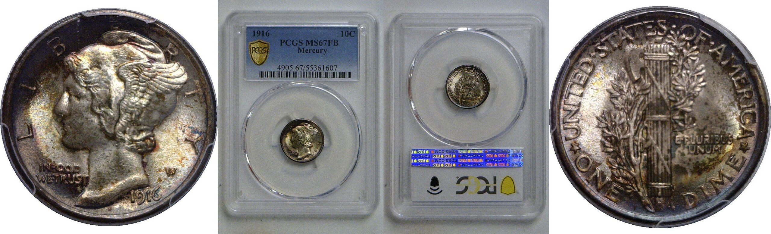 1916  Mercury Dime   PCGS MS-67 FB
